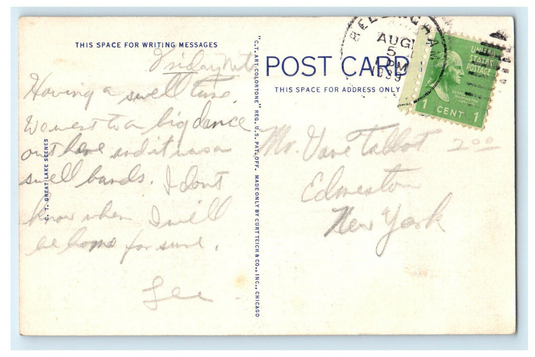 1939 Motor Boating Greetings from Ortonville, Minnesota MN Posted Postcard