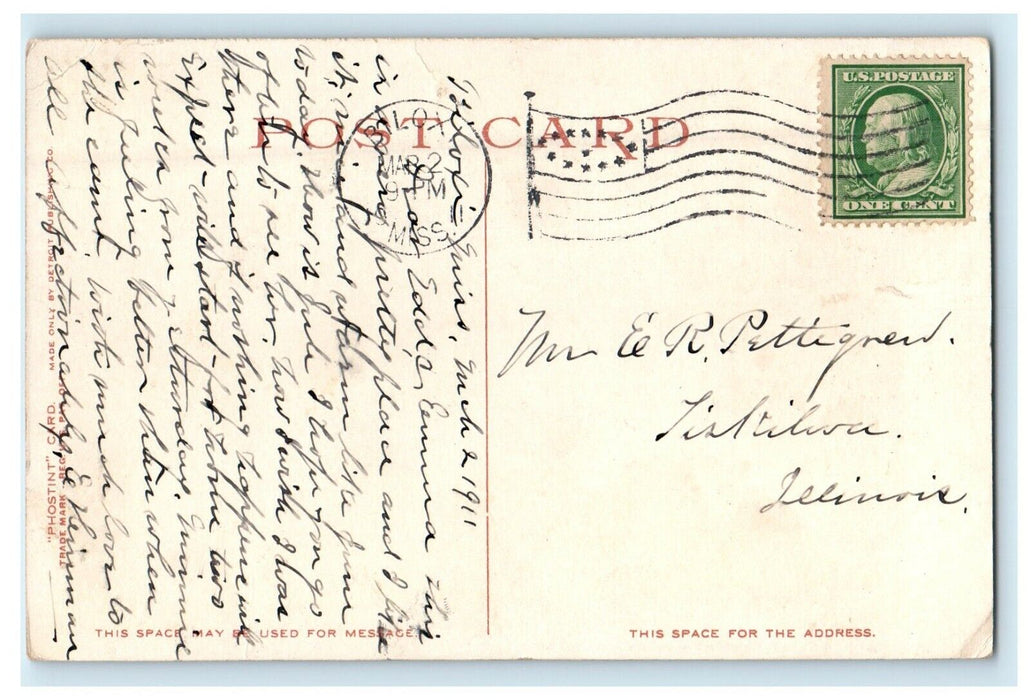 1911 Mississippi River Packet Large Load Of Cotton Biloxi MS Phostint Postcard