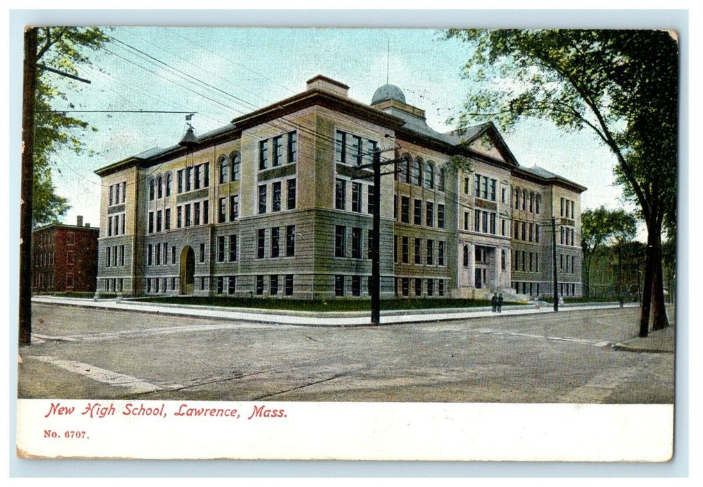c1905 New High School, Lawrence, Massachusetts MA Antique Postcard