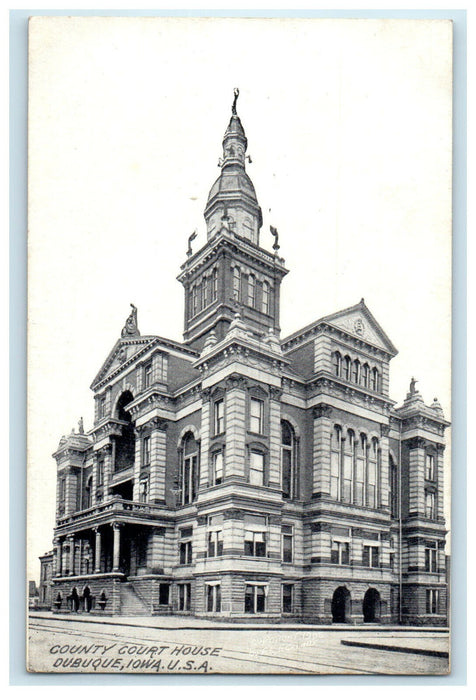 c1910s County Court House, Dubuque, Iowa IA Antique Unposted Postcard