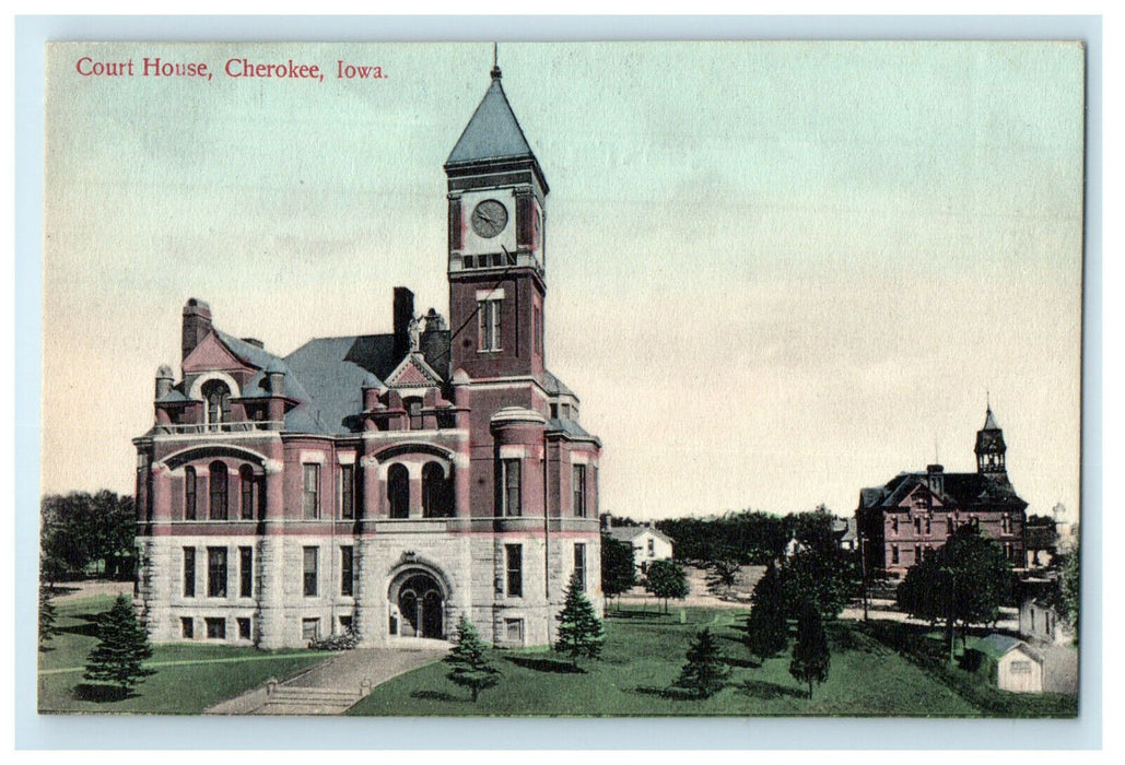 c1910s Court House, Cherokee Iowa IA Antique Unposted Postcard