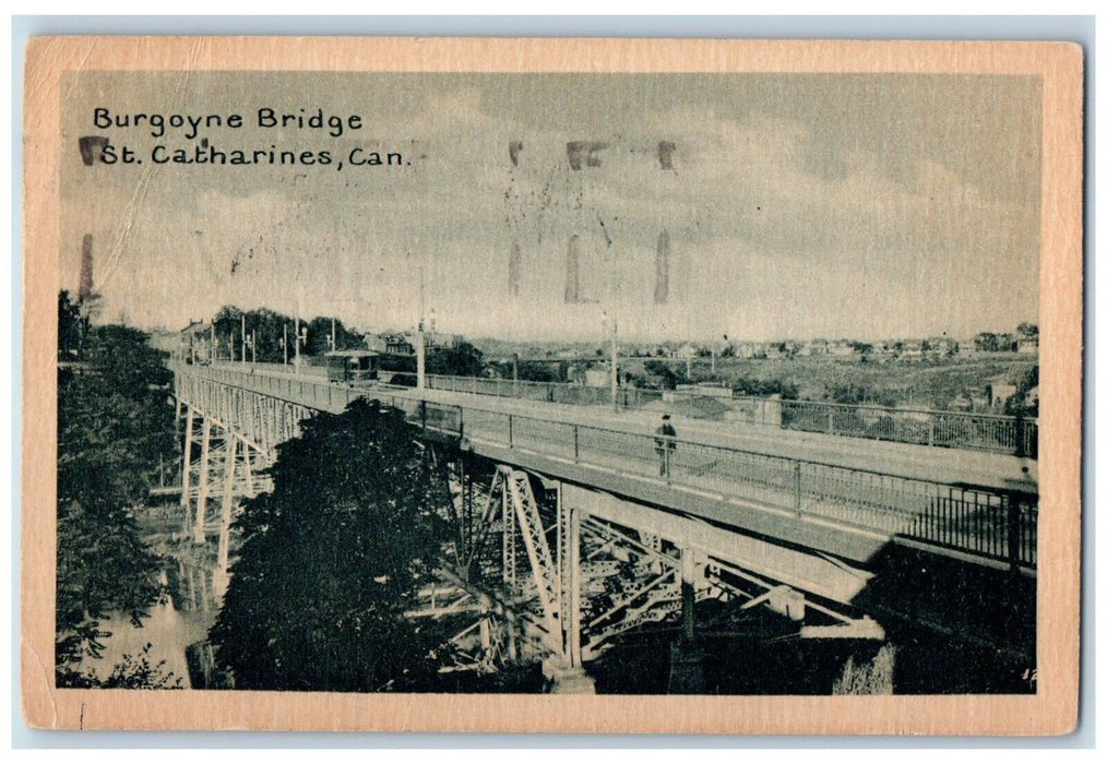 1930 Burgoyne Bridge Trolley St. Catharines Canada Posted Vintage Postcard