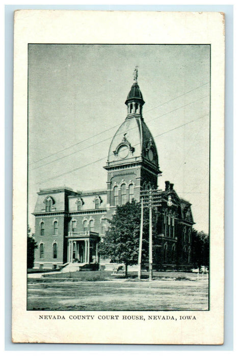 c1910s Nevada County Court House, Nevada Iowa IA Antique Unposted Postcard