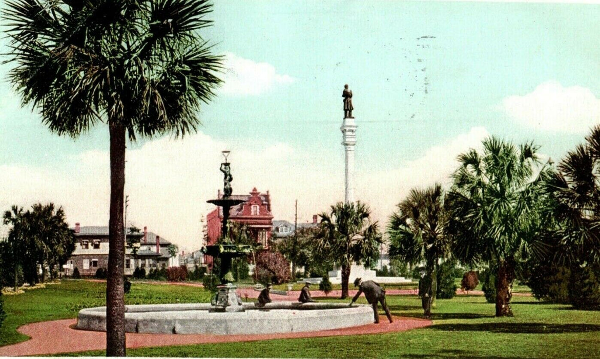 1905 Hemming Park Jacksonville Florida FL Fountain Posted Antique Postcard