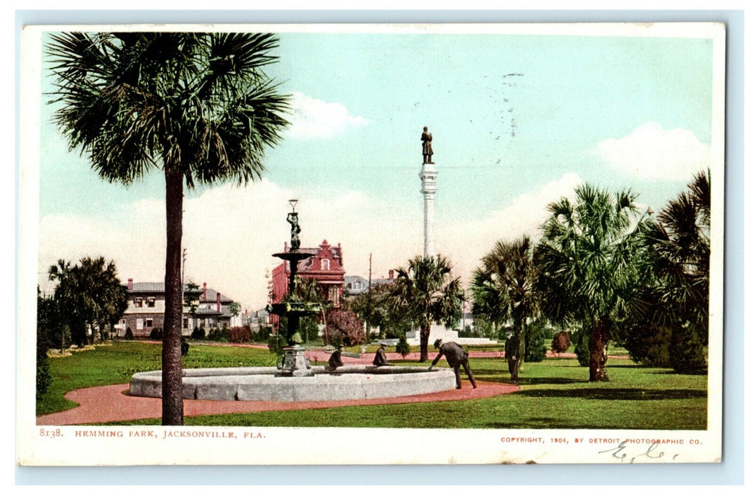 1905 Hemming Park Jacksonville Florida FL Fountain Posted Antique Postcard
