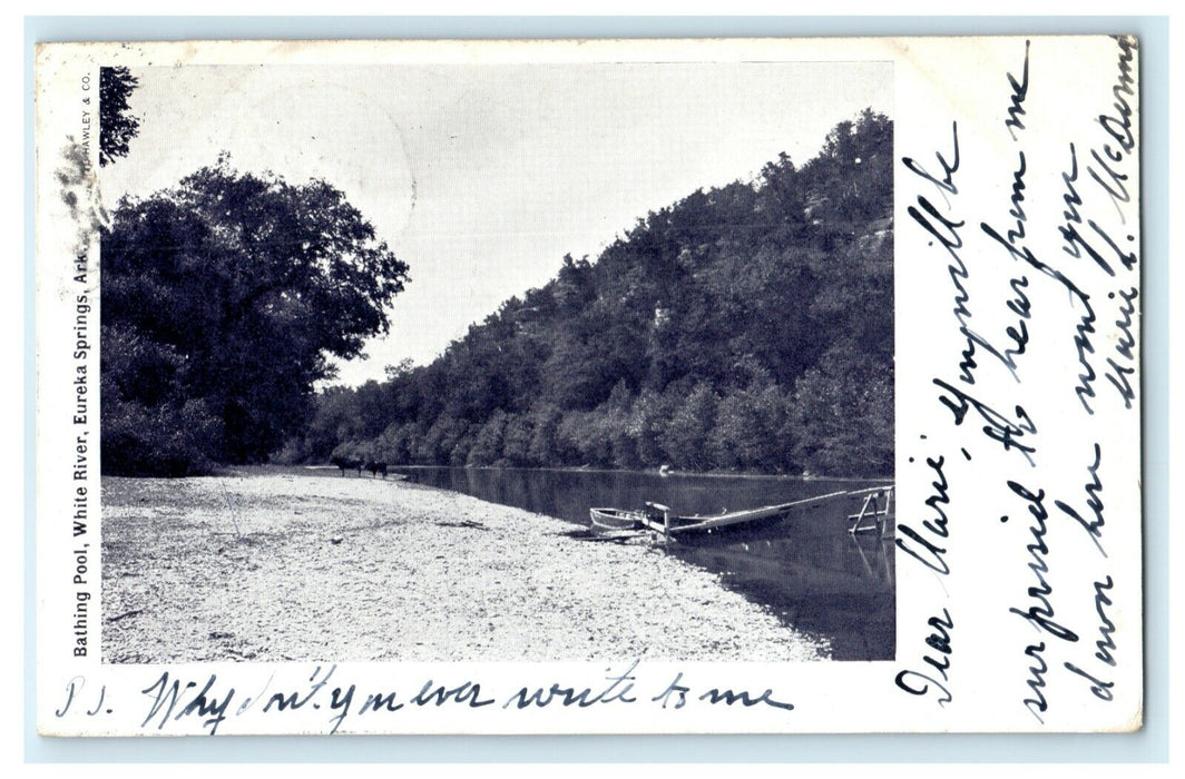 1905 Bathing Pool White River Eureka Springs Arkansas AR Posted Antique Postcard