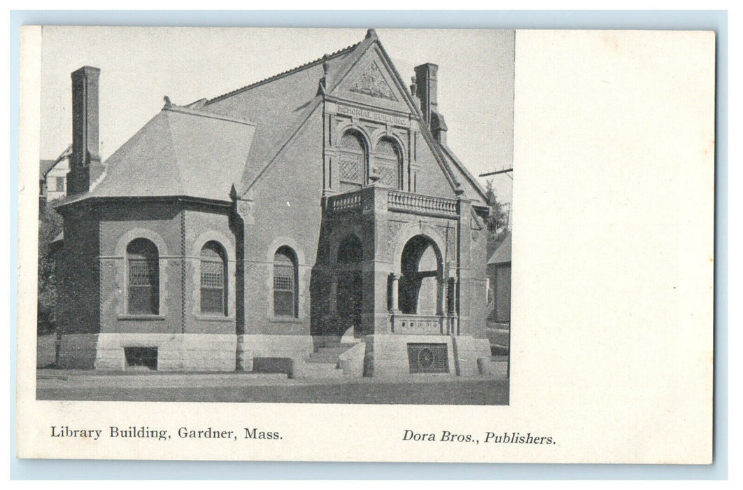 c1905s Library Building, Gardner Massachusetts MA Unposted Antique Postcard