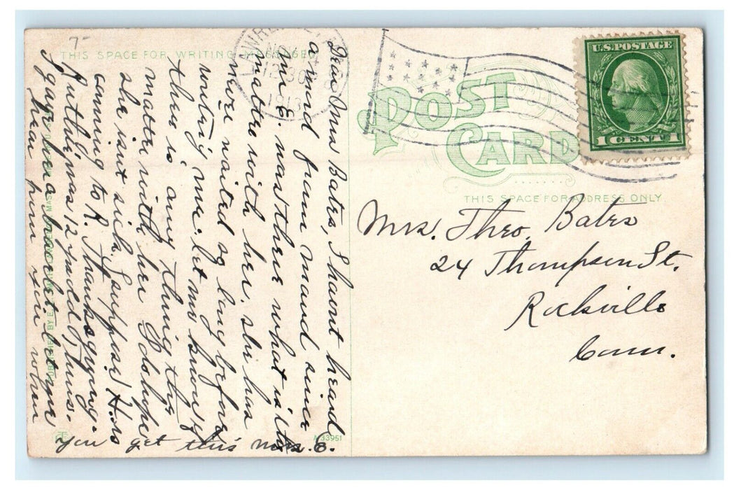 c1913 Two Men at Entrance of Post Office, Lawrence, Massachusetts MA Postcard