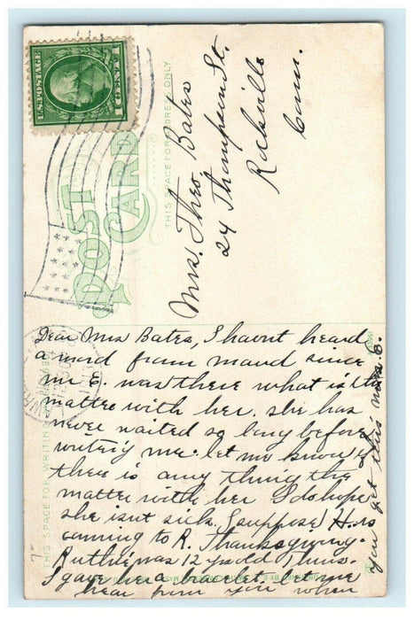 c1913 Two Men at Entrance of Post Office, Lawrence, Massachusetts MA Postcard