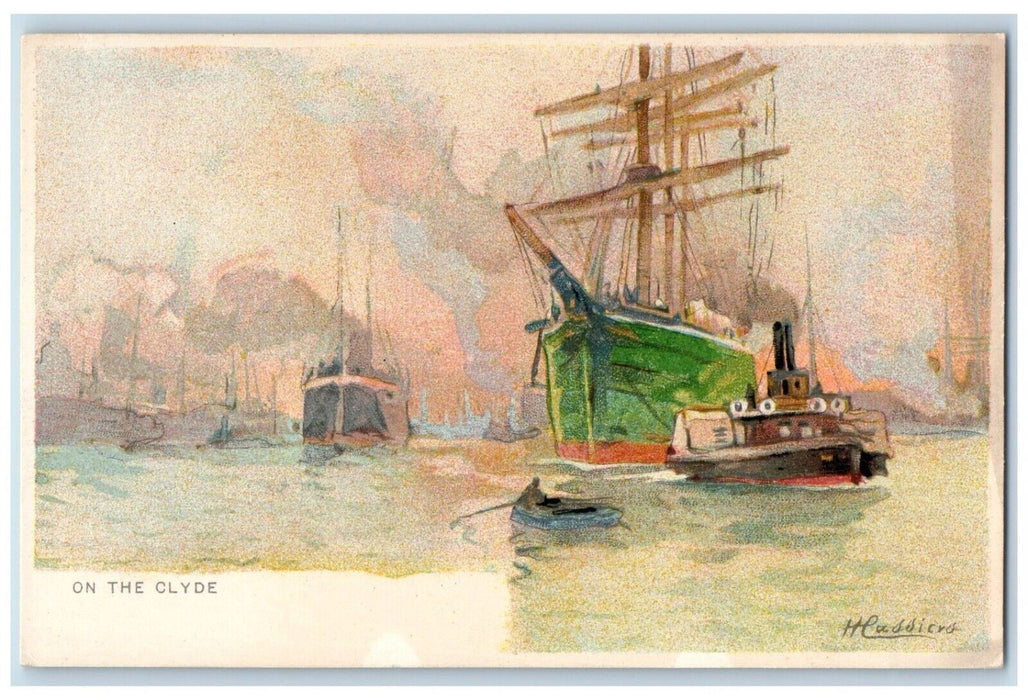 1901 On The Glove Glasglow International Exhibition Steamer Boat Ship Postcard