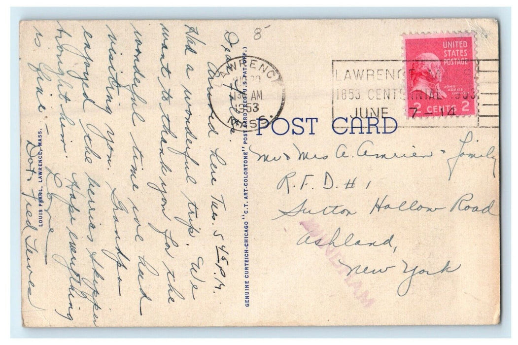 c1953 Queen City of Merrimac Valley, Lawrence, Massachusetts MA Postcard