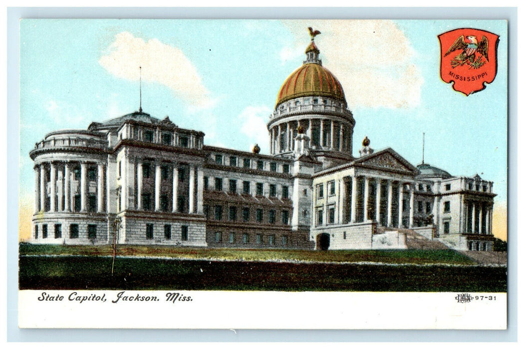 c1910s State Capitol, Jackson Mississippi MS Unposted Antique Postcard