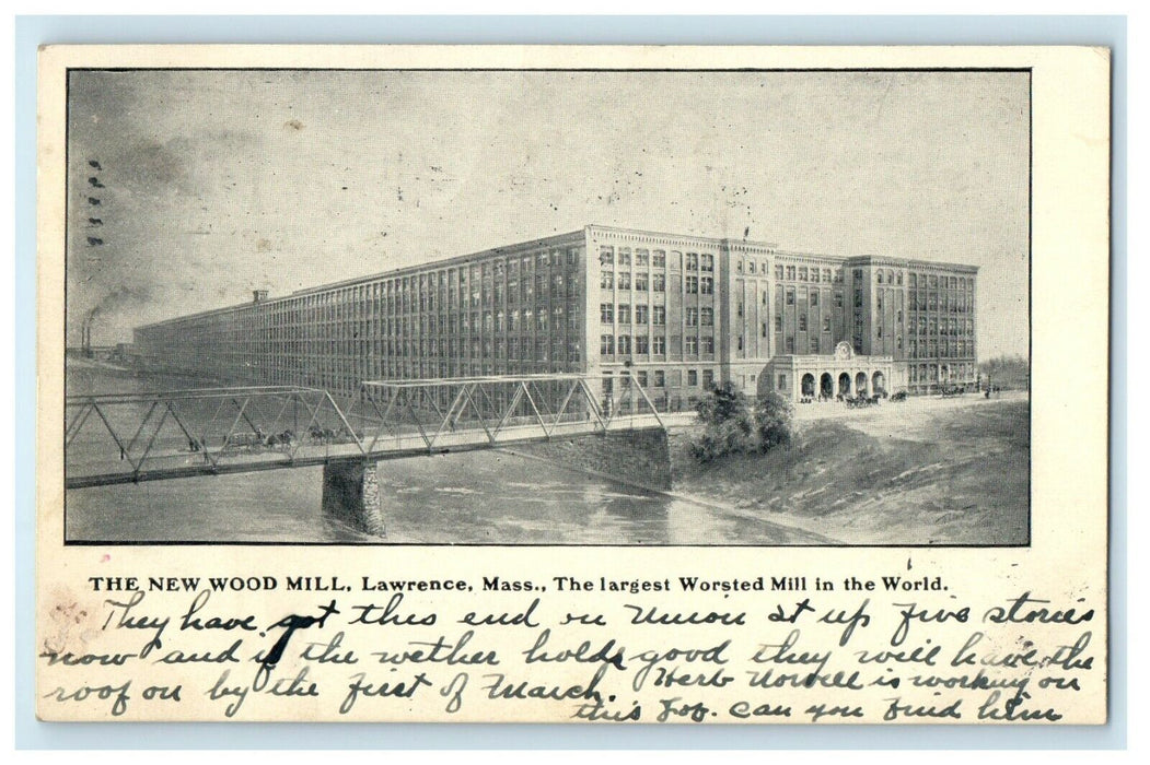 c1906 The New Wood Mill, Lawrence, Massachusetts MA Antique Postcard