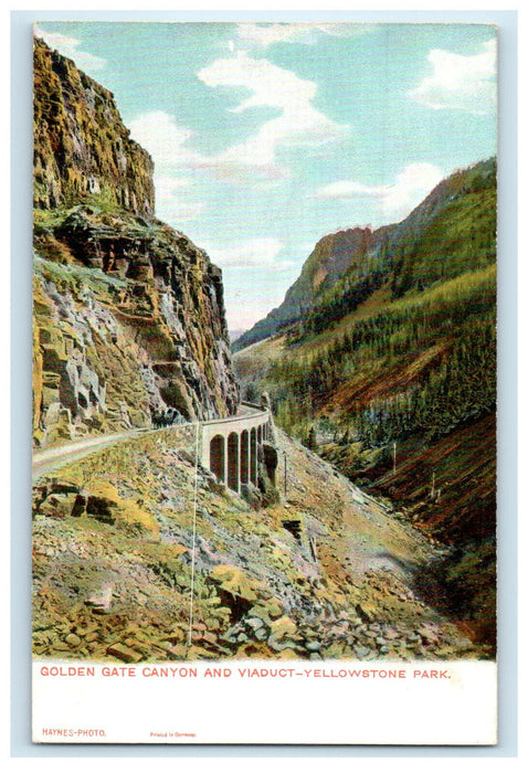 c1910s Golden Gate Canyon and Viaduct Yellowstone Park Haynes Photo Postcard