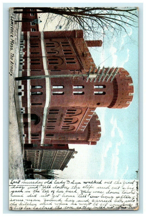 c1906 The Armory Lawrence, Massachusetts MA Antique Posted Postcard