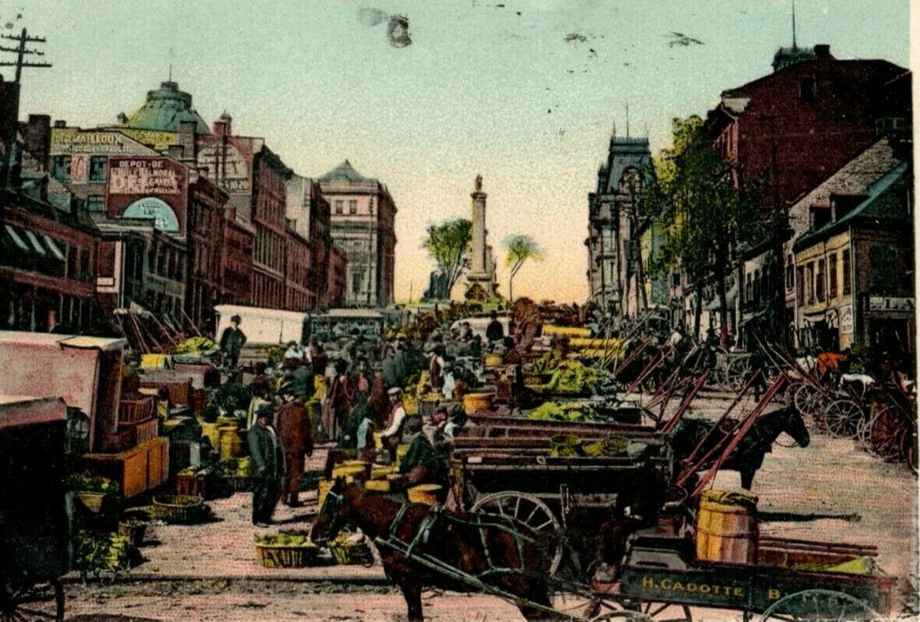 1904 Montreal Canada Jacques Cartier Market Posted Antique Postcard