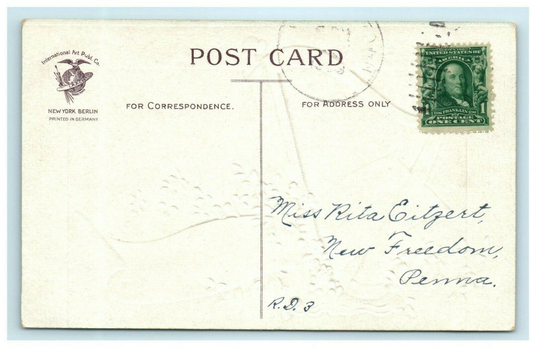 1909 St. Patrick's Harp Clover Clapsaddle Antique Posted Postcard