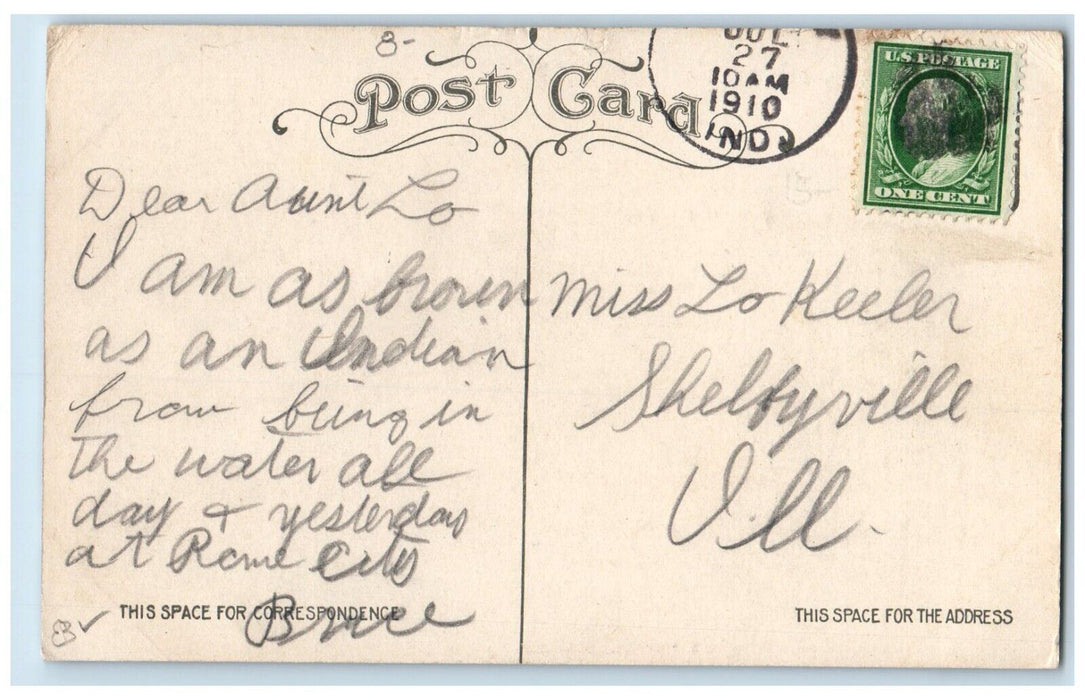 1910 Depot Train Station Railroad Rome City Indiana IN Posted Antique Postcard