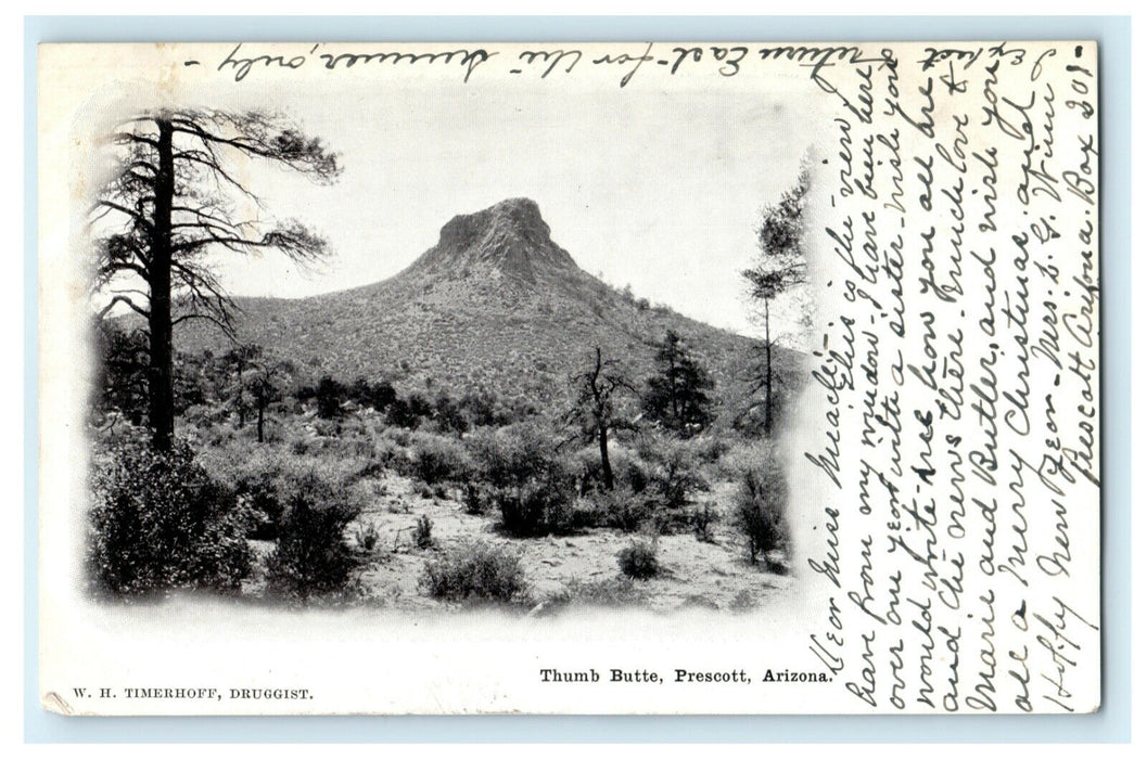 1905 Thumb Butte Prescott Arizona AZ Posted Antique Postcard