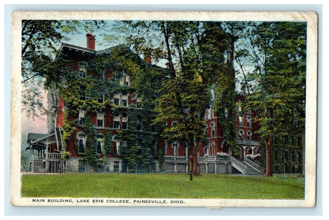 1925 Main Building Lake Erie College Painesville Ohio OH Vintage Postcard