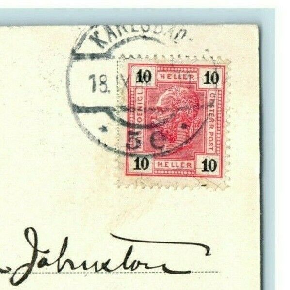 1902 Gruss Aus Karlsbad Germany Posted Antique Stamps Postcard