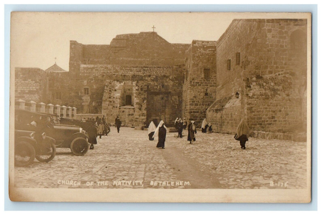 c1920's Church Of Nativity Bethlehem Israel Palestine RPPC Photo Postcard