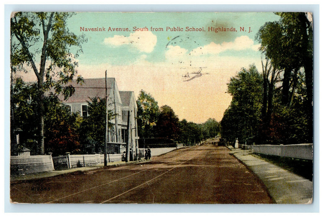 1915 Navesink Avenue, South from Public School Highlands New Jersey NJ Postcard