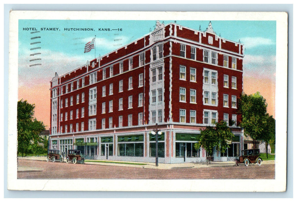 1949 Hotel Stamey Hutchinson Kansas KS Posted Vintage EC Kropp Postcard