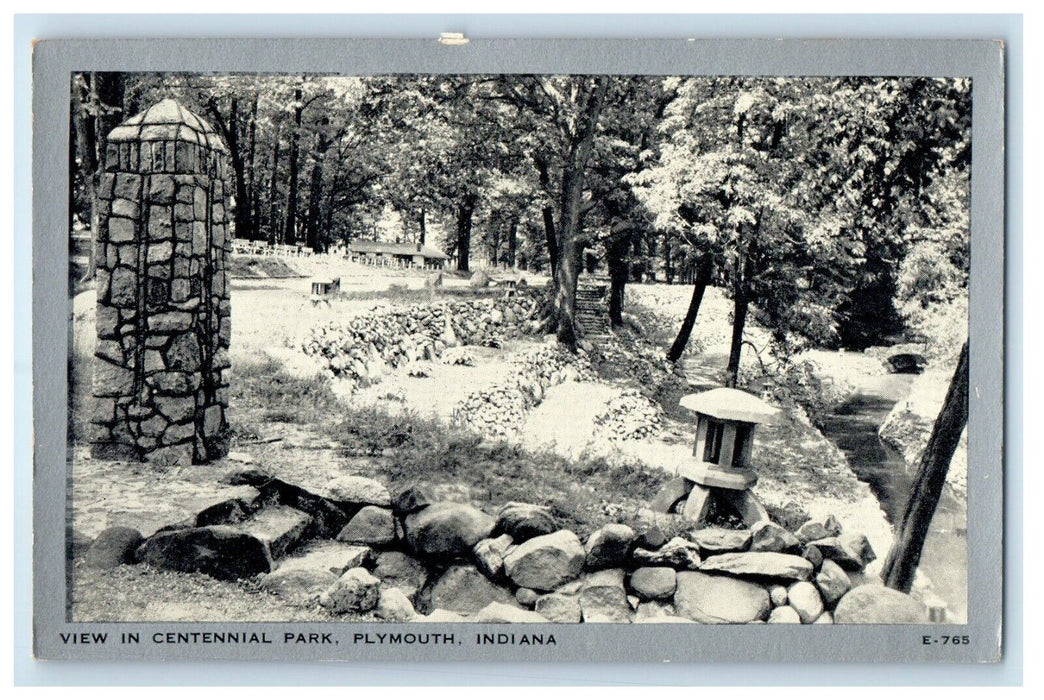 c1930's View In Central Park Plymouth Indiana IN Unposted Vintage Postcard