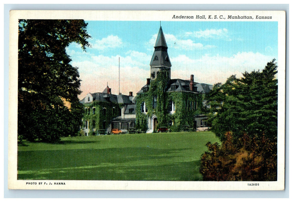 1938 Anderson Hall KSC Manhattan Kansas KS Vintage Posted Postcard