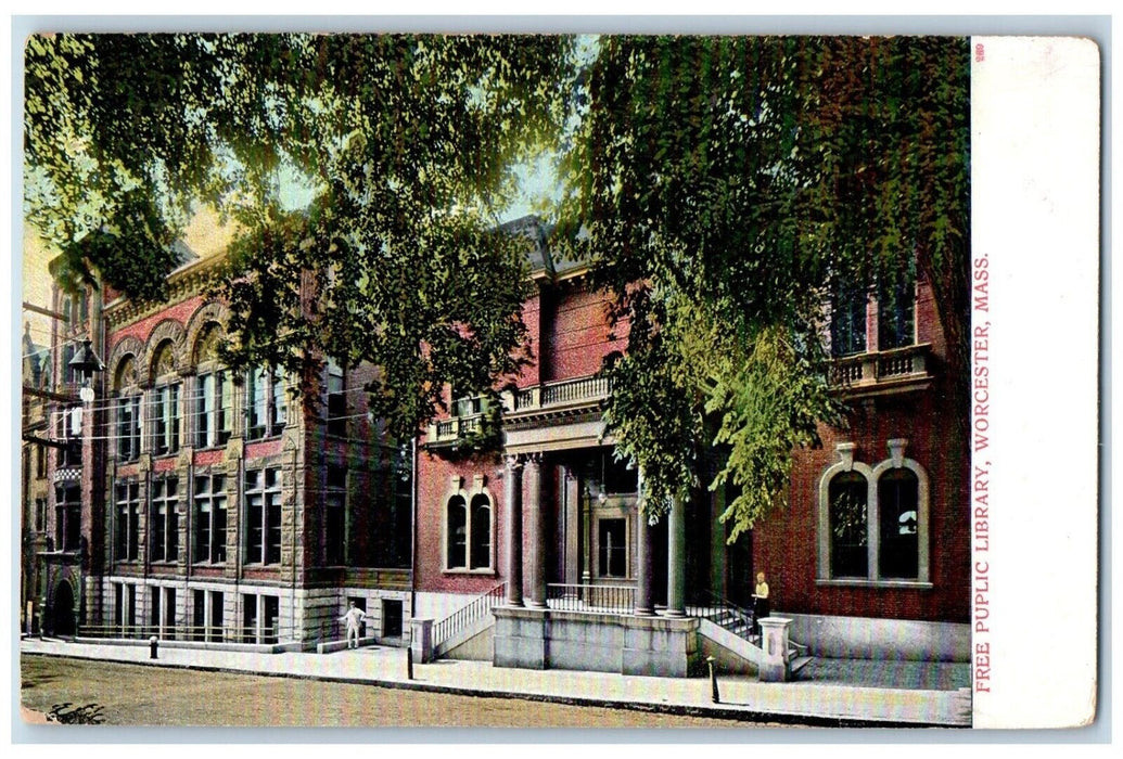 c1905's Free Public Library Building Worcester Massachusetts MA Postcard