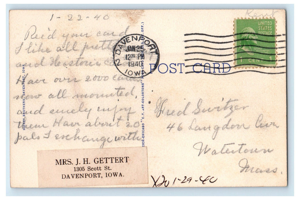 1940 Palmer School of Chiropractic Radio Station WOC Davenport Iowa IA Postcard