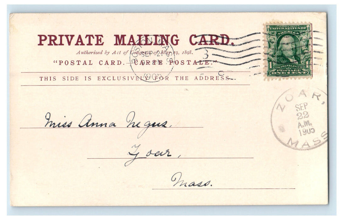 1905 Washington Elm Cambridge Massachusetts MA Zoar MA PMC Postcard
