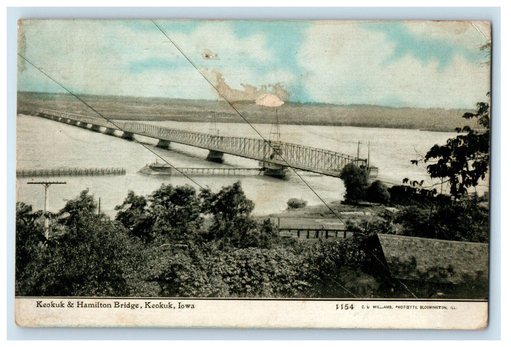 c1940s Keokuk and Hamilton Bridge, Keokuk Iowa IA Posted Vintage Postcard
