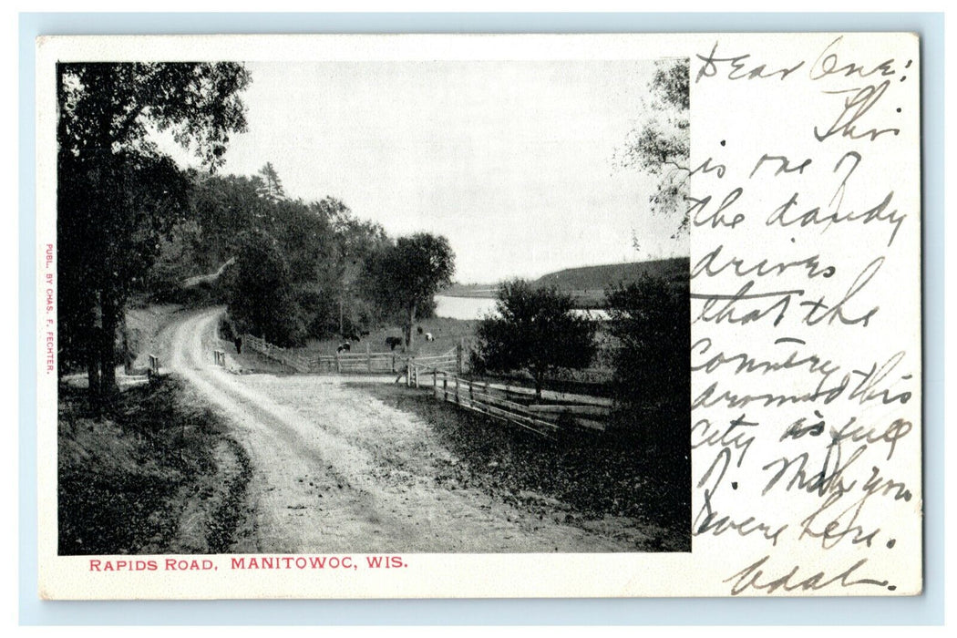 c1905 Rapids Road Manitowoc Wisconsin WI Posted Antique Postcard