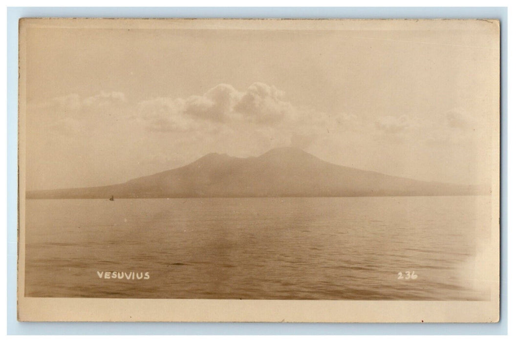 c1920's View Of Mountain Vesuvius Italy RPPC Photo Unposted Vintage Postcard
