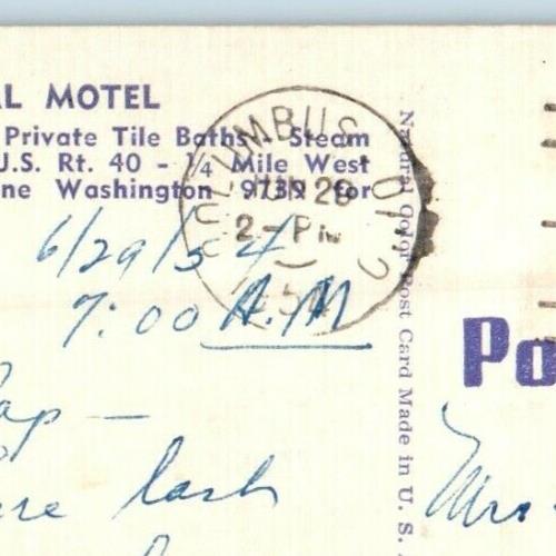 1954 National Motel On U.S West Of Washington Pennsylvania PA Vintage Postcard