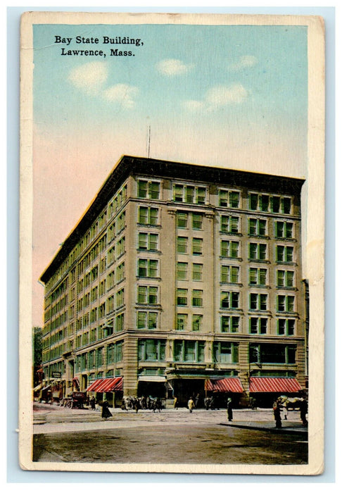 c1916 Scene at Bay State Building, Lawrence, Massachusetts MA Antique Postcard