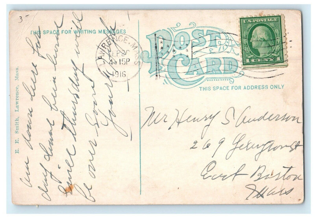 c1916 Scene at Bay State Building, Lawrence, Massachusetts MA Antique Postcard