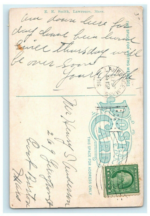 c1916 Scene at Bay State Building, Lawrence, Massachusetts MA Antique Postcard