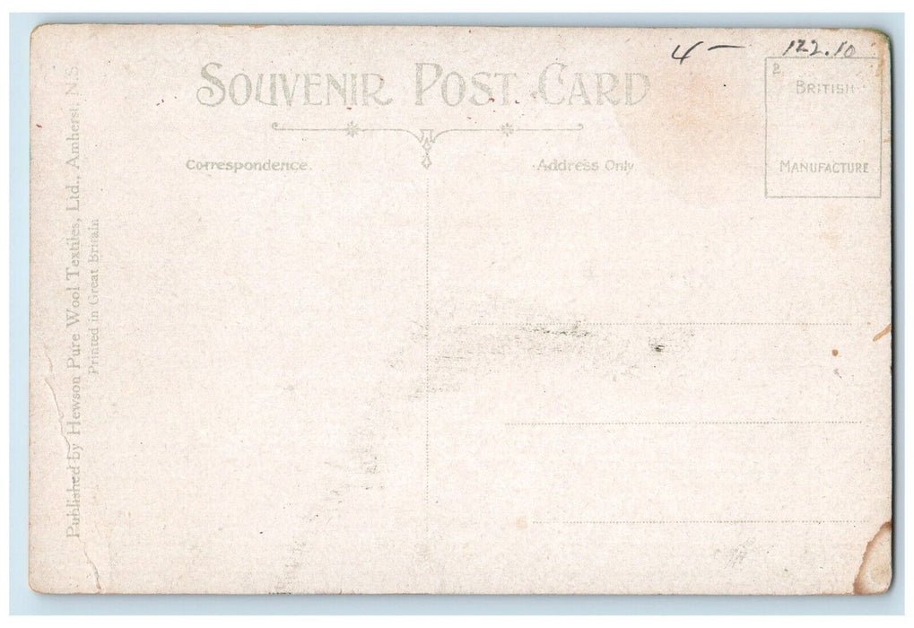 c1910's Hewson Pure Wool Textiles Ltd. Amherst Nova Scotia Canada Postcard