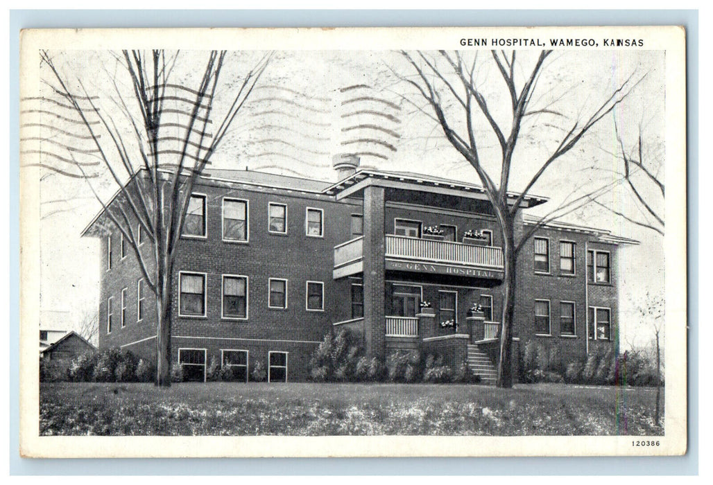 1939 Genn Hospital Building Wamego Kansas KS Posted Vintage Postcard