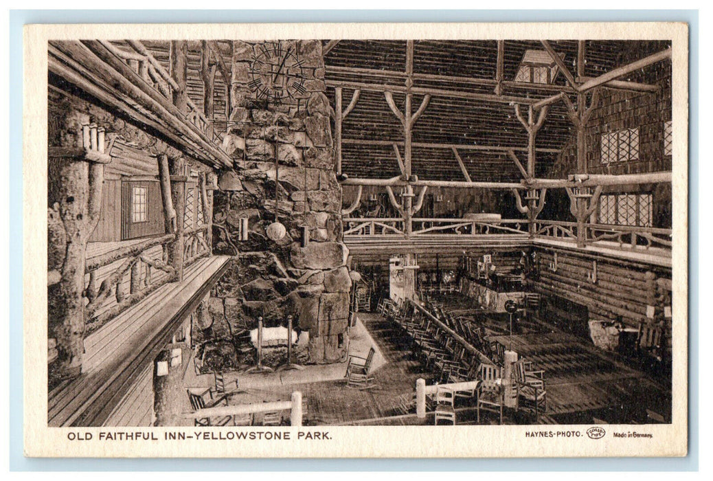 c1905s Interior - Old Faithful Inn Yellowstone Park Haynes Photo Postcard