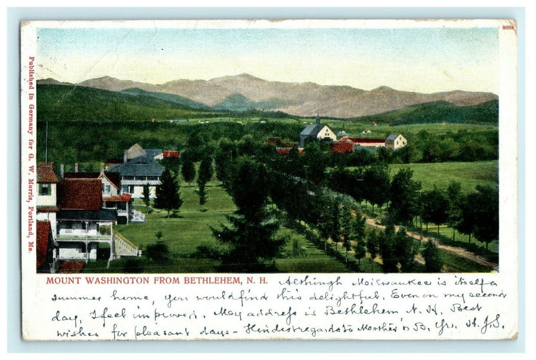 1904 Mount Washington From Bethlehem New Hampshire NH Antique Postcard