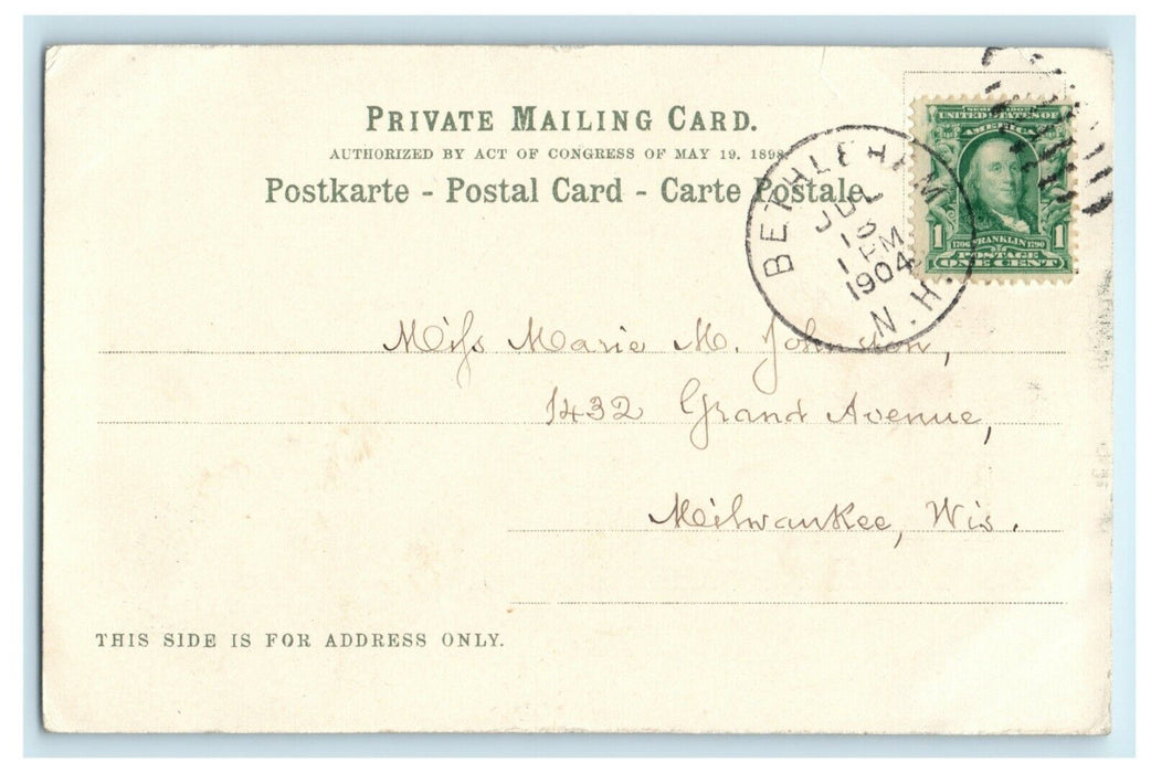 1904 Mount Washington From Bethlehem New Hampshire NH Antique Postcard