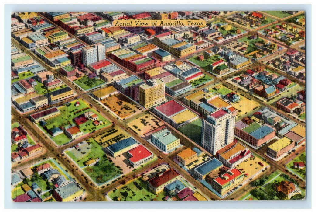 1948 Aerial View of Buildings in Amarillo Texas TX Posted Vintage Postcard