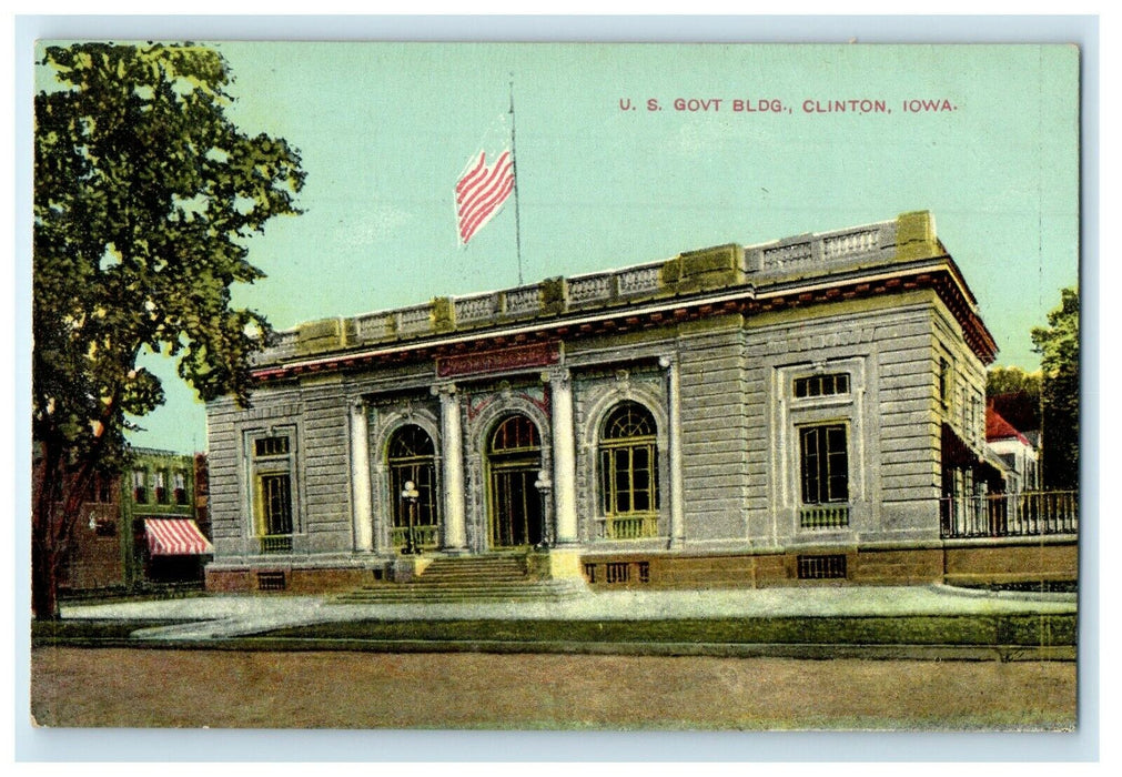 c1910's U.S Government Building Clinton Iowa IA Unposted Antique Postcard