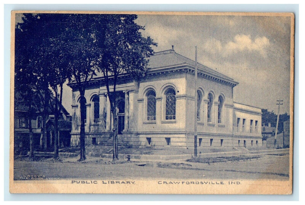 c1910's The Public Library Crawfordville Indiana IN Unposted Antique Postcard