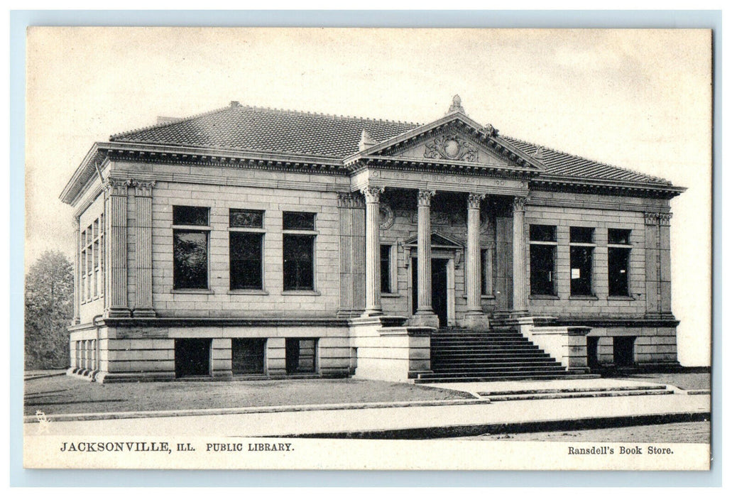 c1910s Public Library, Jacksonville Illinois IL Unposted Antique Tuck Postcard