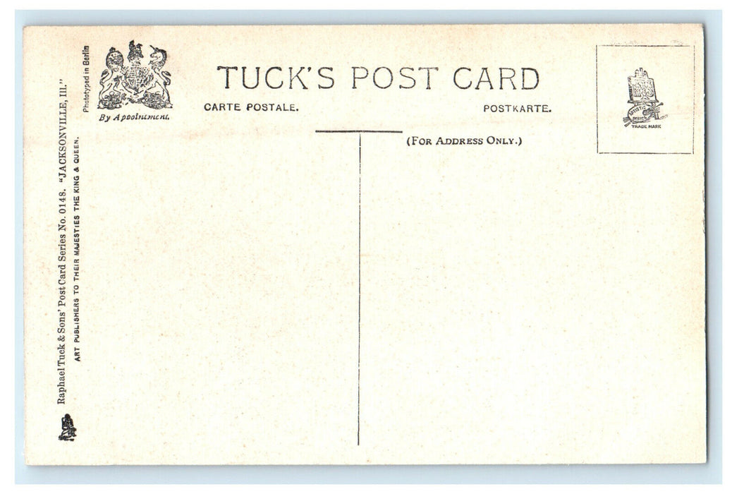 c1910s Public Library, Jacksonville Illinois IL Unposted Antique Tuck Postcard